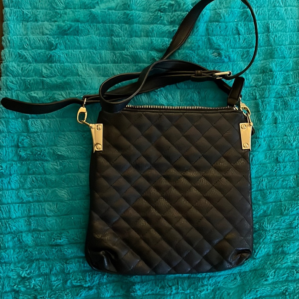 Black quilted crossbody purse